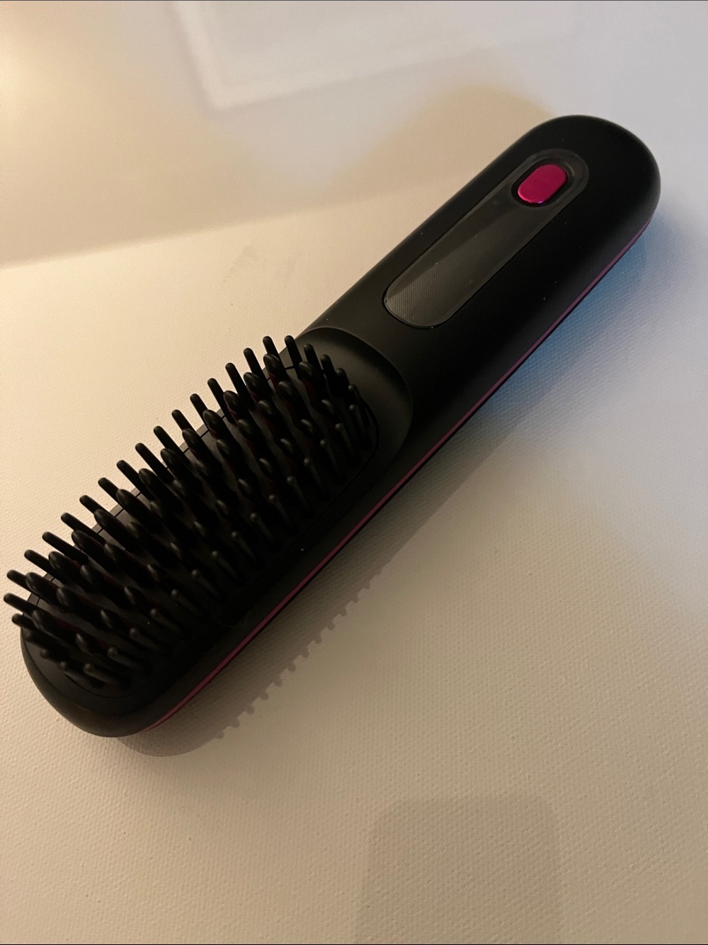 Black and Pink Heated Hair Brush for Smooth Styling
